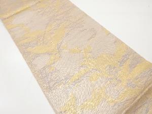 正絹　織悦製　紗　桔梗模様織り出し　全通　夏用袋帯